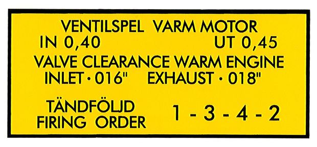 Decal Valve cover B16 in the group Volvo / PV/Duett / Miscellaneous / Decals / Decals 544/210 at VP Autoparts AB (105)
