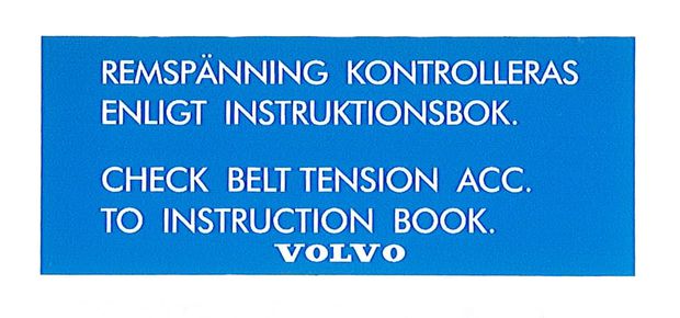 Decal belt tension Amazon/1800 B20 in the group Volvo / P1800 / Miscellaneous / Decals P1800 1961-73 at VP Autoparts AB (132)