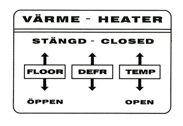 Decal Heater control 1800 in the group Volvo / P1800 / Interior / Misc. equipment / Interior equipment P1800 1961-73 at VP Autoparts AB (134)