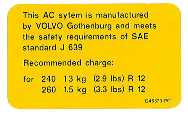 Dekal aircondition 240/260 i gruppen Volvo / 240/260 / vrigt / Dekaler / Dekaler 240/260 hos VP Autoparts AB (153)
