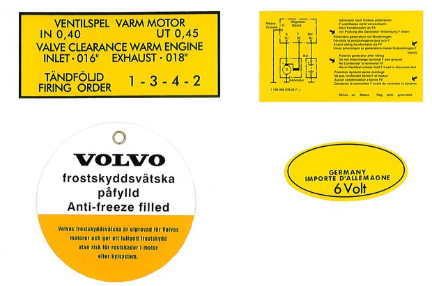 Decal kit B16A in the group Volvo / Amazon / Electrical components / Ignition system / Ignition coil, spark plugs, cables B16 at VP Autoparts AB (183)