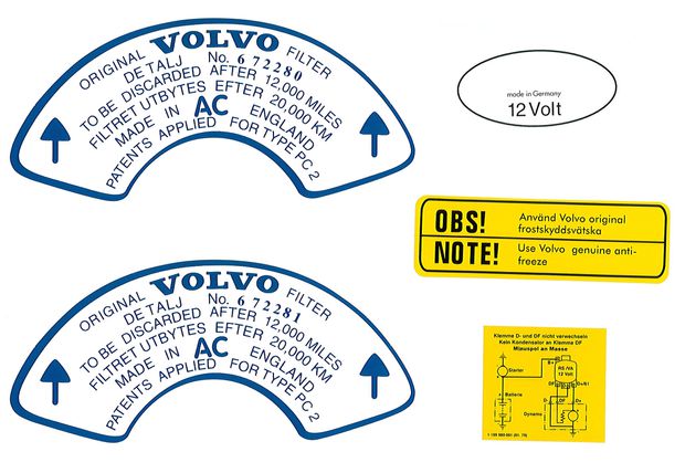 Decal kit B18B/D 67-70 in the group Volvo / 140/164 / Electrical components / Ignition system / Ignition system B18D 240208 at VP Autoparts AB (185)