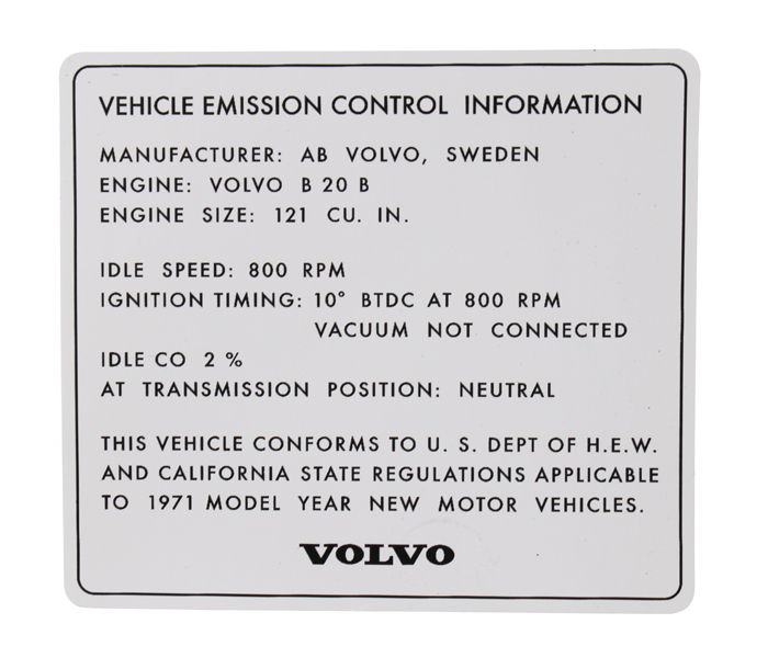 Decal emission control B20B in the group Accessories / Prints / Decals Volvo at VP Autoparts AB (203)
