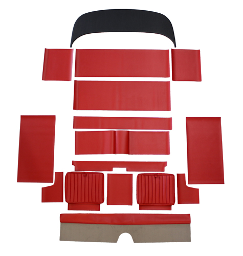 Rear seat kit P1800 61-62 red in the group Volvo / P1800 / Interior / Upholstery Jensen / Upholstery code #303-213 vinyl 1961-62 at VP Autoparts AB (277302)