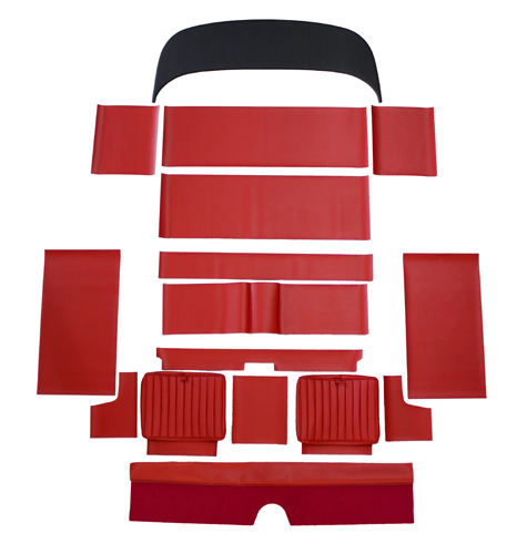 Rear seat kit P1800 1963 red in the group Volvo / P1800 / Interior / Upholstery Jensen / Upholstery code #305-218 1963 at VP Autoparts AB (277304)