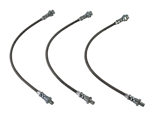 Brake hose kit PV/Duett - steel braided in the group Volvo / PV/Duett / Brake system / Master brake cylinder/brake line / Brake lines & accessories 210 late 58-68 at VP Autoparts AB (600100)