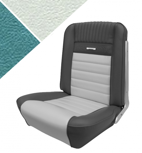 Upholstery 65-66 CP Aqua/White Pony TMI in the group Ford/Mercury / Ford Mustang 65-73 / Interior / Upholstery front/rear seat / Upholstery Mustang 65-66 Pony at VP Autoparts AB (66CP-P-FULL-AQ)