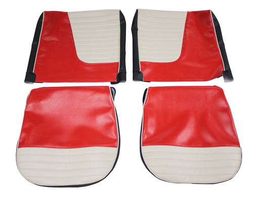 Cover Front seat 444L 1957 US red/beige in the group Volvo / PV/Duett / Interior / Upholstery 444 / Upholstery 444 code 12-130 USA 1956-57 at VP Autoparts AB (97649-SET)