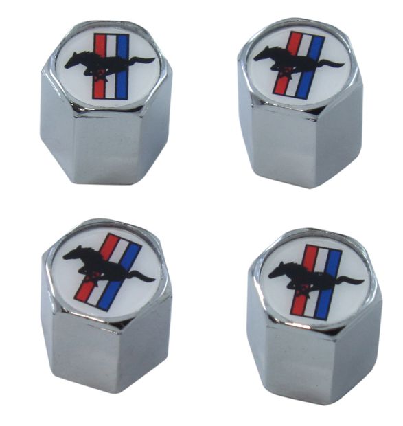 Valve cap set Tri-bar logo in the group Ford/Mercury / Ford Mustang 65-73 / Wheels/tires / Wheel hardware, trim rings at VP Autoparts AB (ACC-5033270)