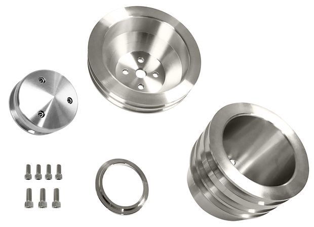 Billet pulley kit 3-groove Ford 65-69 SB in the group Ford/Mercury / Ford Mustang 65-73 / Cooling system / Fan, fan shroud Mustang 65-73 at VP Autoparts AB (B-F104)