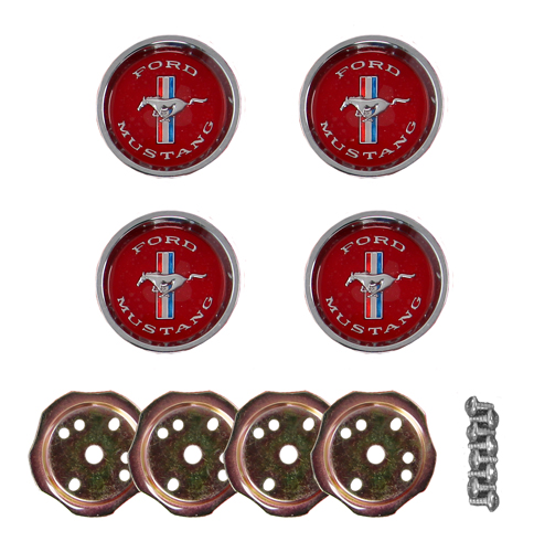 Center cap S/S wheel  64-66 red (set/4) in the group Ford/Mercury / Ford Mustang 65-73 / Wheels/tires / Hub caps Mustang at VP Autoparts AB (C5ZZ-1130-SET)