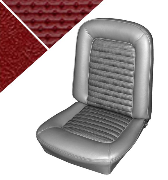 Upholstery fronts only 66 red std FRONT in the group Ford/Mercury / Ford Mustang 65-73 / Interior / Upholstery front/rear seat / Upholstery Mustang 66 Std at VP Autoparts AB (C6ZZ-6562900-DRF)