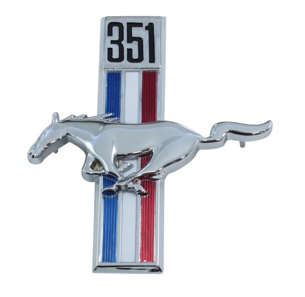 Emblem Fender Pony 351 67-68 LH in the group Ford/Mercury / Ford Mustang 65-73 / Body / Emblem / Emblem Mustang 67-68 at VP Autoparts AB (C7ZZ-16229-W)