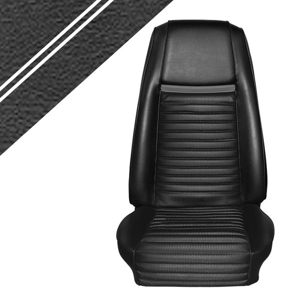Upholst. 69 Mach 1 black/black stripe in the group Ford/Mercury / Ford Mustang 65-73 / Interior / Upholstery front/rear seat / Upholstery Mustang 69 at VP Autoparts AB (C9ZZ-632900-BKM)