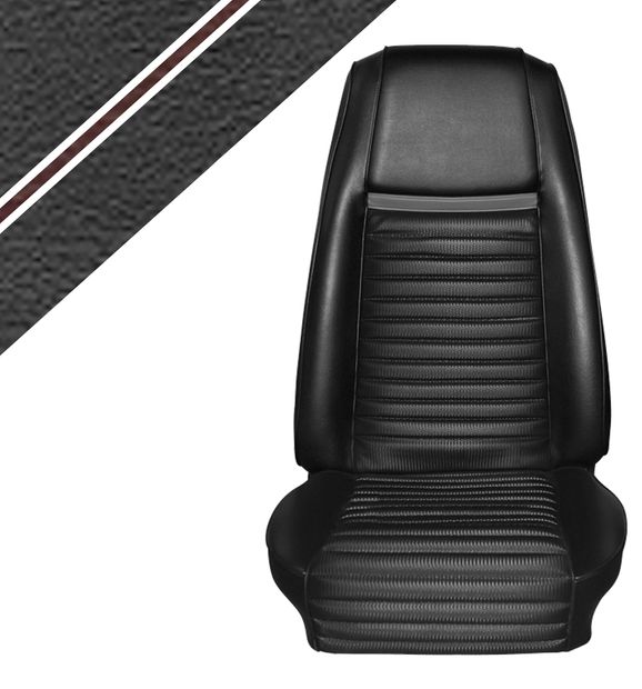 Upholst. 69 Mach 1 black/red stripe in the group Ford/Mercury / Ford Mustang 65-73 / Interior / Upholstery front/rear seat / Upholstery Mustang 69 at VP Autoparts AB (C9ZZ-632900-BKMRS)