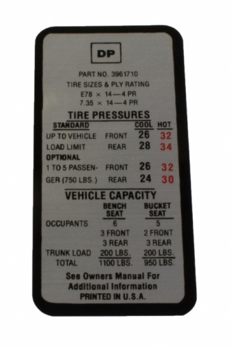 Tire press.decal 69 Camaro/Chevelle/Nova in the group Accessories / Prints / Decals GM at VP Autoparts AB (DC0411)