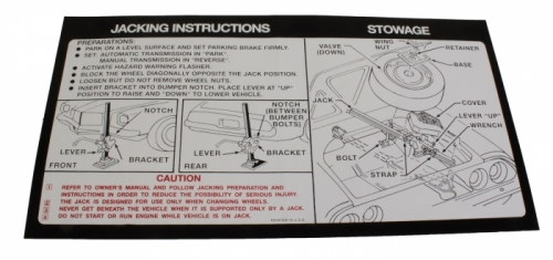 73 Camaro Jack Instructions Std Tire in the group Accessories / Prints / Decals GM at VP Autoparts AB (DC0429)