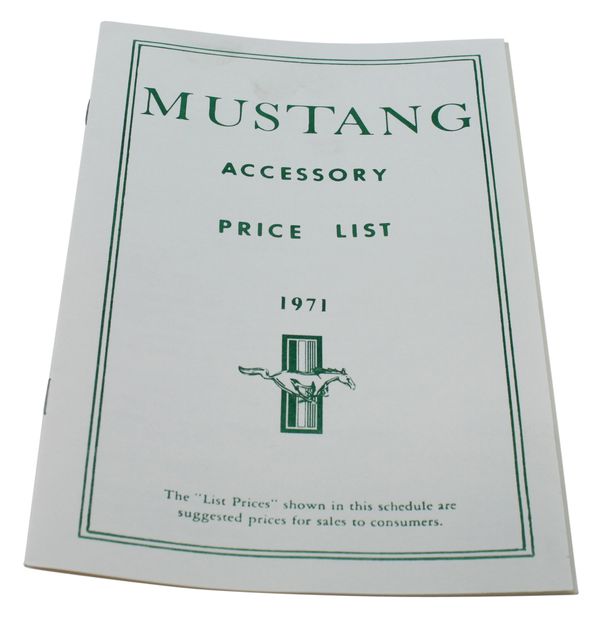 Prislista tillbehr Mustang 1971 i gruppen Tillbehr / Litteratur / Handbcker/Manualer Ford/Mercury hos VP Autoparts AB (DF0101)