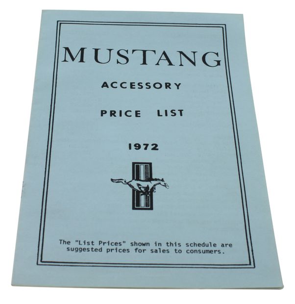 Prislista tillbehr Mustang 1972 i gruppen Tillbehr / Litteratur / Handbcker/Manualer Ford/Mercury hos VP Autoparts AB (DF0102)