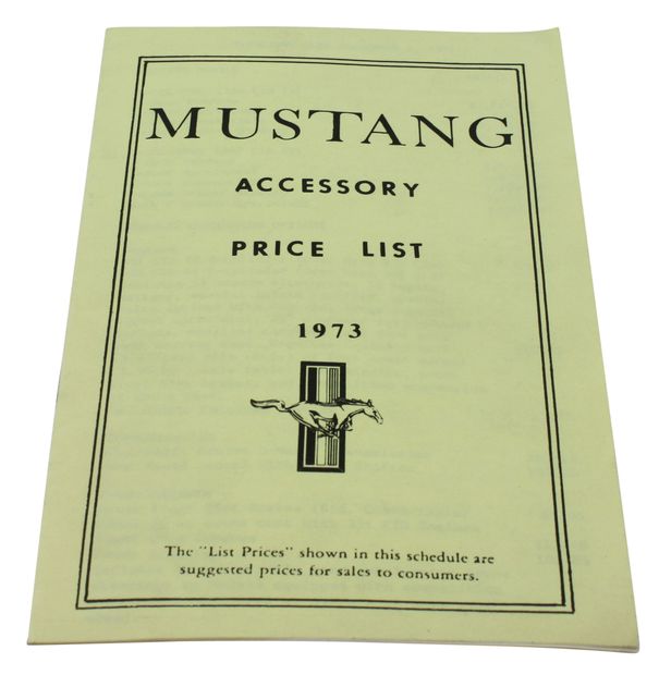 Prislista tillbehr Mustang 1973 i gruppen Tillbehr / Litteratur / Handbcker/Manualer Ford/Mercury hos VP Autoparts AB (DF0103)