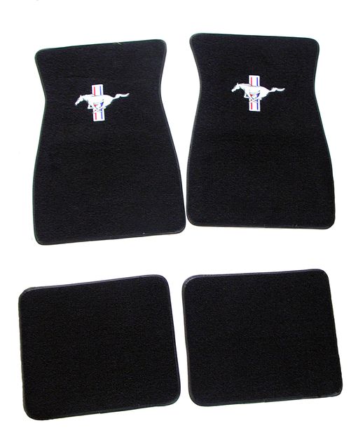 Carpet set 4pc textile  w. logo black 64 in the group Ford/Mercury / Ford Mustang 65-73 / Interior / Mats/carpets / Floormats/carpets / Accessory mats/carpets Mustang at VP Autoparts AB (FM2B)