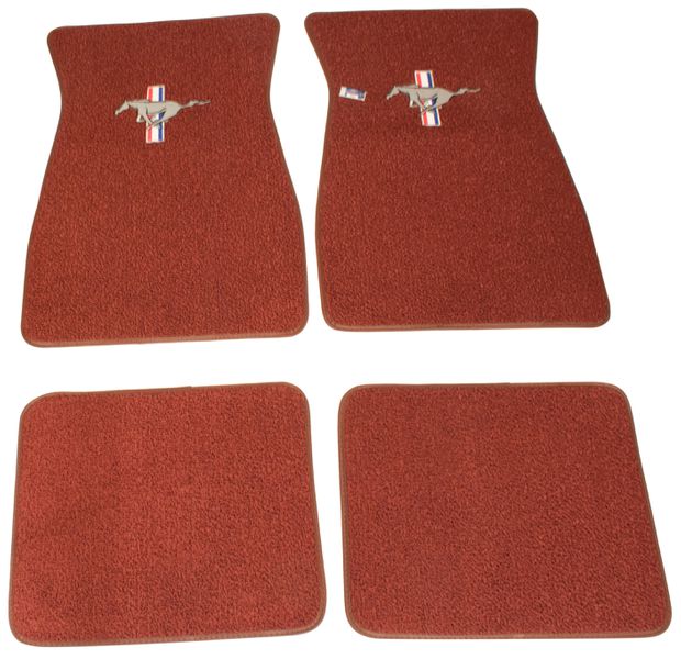 Carpet set 4pc w. logo 64-73 Emberglow in the group Ford/Mercury / Ford Mustang 65-73 / Interior / Mats/carpets / Floormats/carpets / Accessory mats/carpets Mustang at VP Autoparts AB (FM2EM)