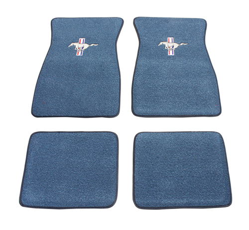 Carpet set 4pc textile  w. logo blue 64- in the group Ford/Mercury / Ford Mustang 65-73 / Interior / Mats/carpets / Floormats/carpets / Accessory mats/carpets Mustang at VP Autoparts AB (FM2FB)