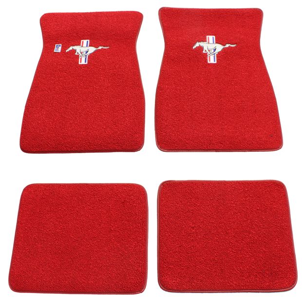Carpet set 4pc textile  w. logo bright r in the group Ford/Mercury / Ford Mustang 65-73 / Interior / Mats/carpets / Floormats/carpets / Accessory mats/carpets Mustang at VP Autoparts AB (FM2R)