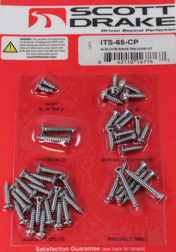 Interior screw kit Mustang 65-66 CP in the group Ford/Mercury / Ford Mustang 65-73 / Interior / Hardware interior / Interior hardware 65-66 at VP Autoparts AB (ITS-65-CP)