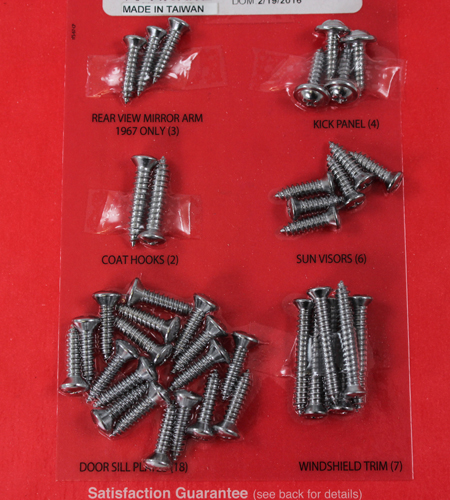 Interior screw kit Mustang 67-68 CP in the group Ford/Mercury / Ford Mustang 65-73 / Interior / Hardware interior / Interior hardware 67-68 at VP Autoparts AB (ITS-67-CP)