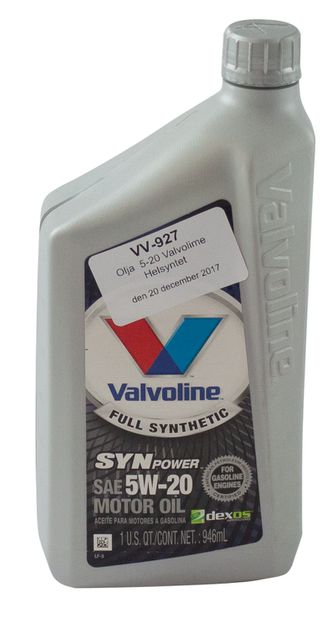 Motor oil 5-20 fully synthetic Valvoline in the group  /  / Oil & oil filters at VP Autoparts AB (VV-927)