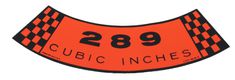 Decal Air filter Ford 289-2V 67-68