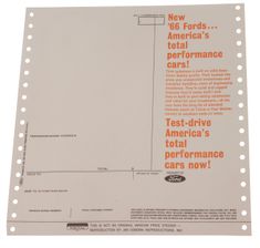 Window sticker Ford 1966 late