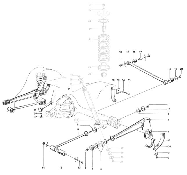 Rear suspension P1800 1961-65 | VP Autoparts