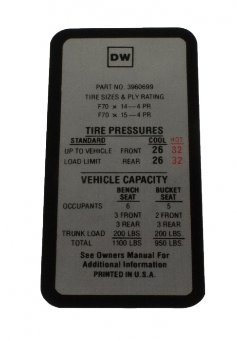 Dekal D�cktryck Camaro SS / Chevelle SS 69