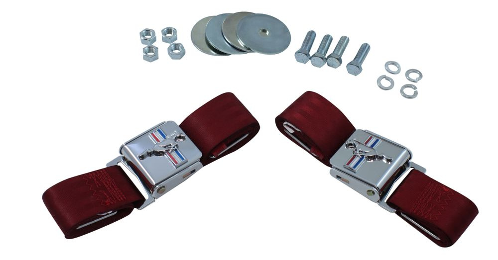 Seat belt std w.logo dark red 66-68